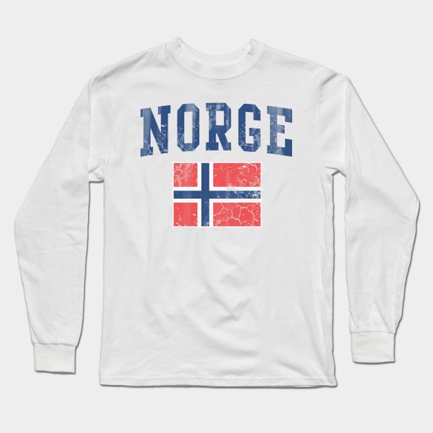 Vintage Norge Norwegian Flag Norway Long Sleeve T-Shirt by E